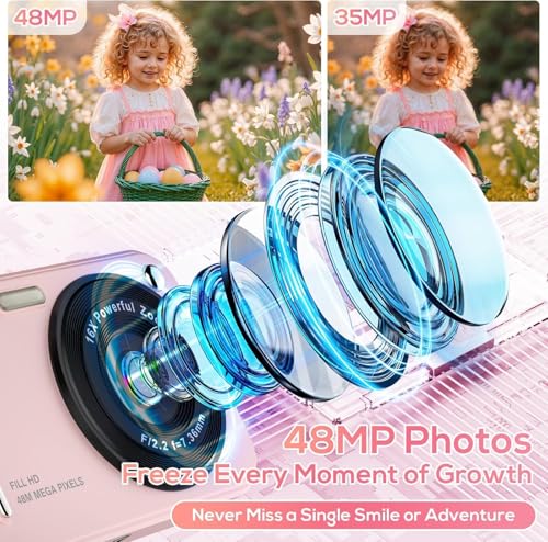 WITYEAH 48MP FHD 1080P Point and Shoot Digital Cameras with 16X Zoom Anti-Shake