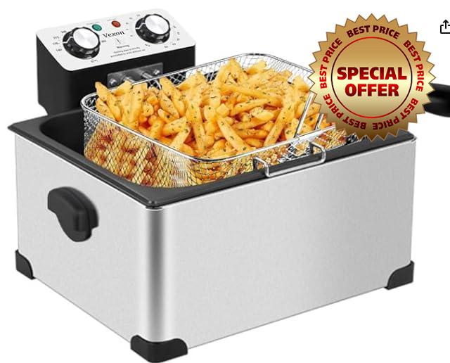 1700W Electric Deep Fryer with 3 Frying Baskets