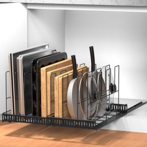 13"-22" Width Expandable Cutting Board Organizer with 8 Adjustable Dividers