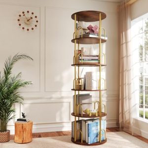 360° Round Spinning Book Shelf Tower