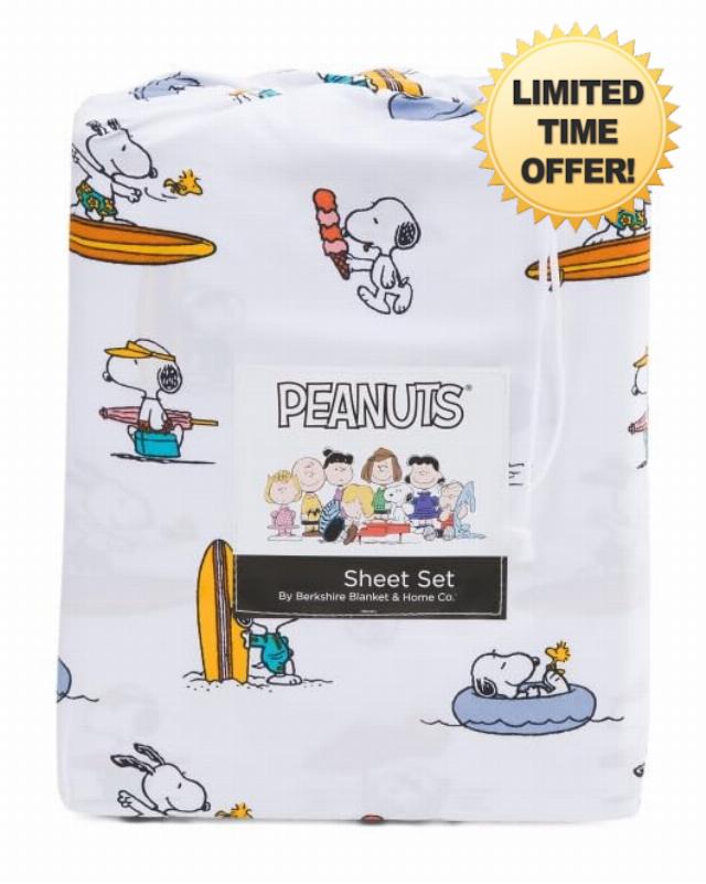 Berkshire Blanket & Home Co Peanuts & Friends Sheet Set (Snoopy Beach Hangs