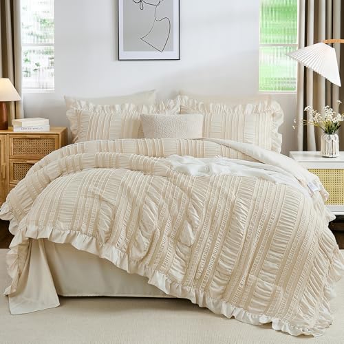 7 Pieces Ruffle Comforter Set with Sheets
