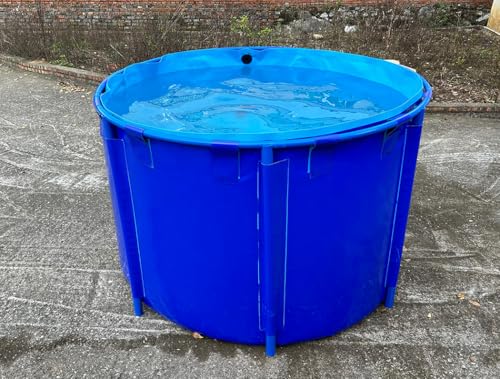450 Gallon Capacity Foldable PVC Circular Thickening Pool Belt Frame Large Indoor/Outdoors Tarpaulin for koi Pond Culture Agricultural Irrigation Water StorageTank(D:1.5M*H:1M)