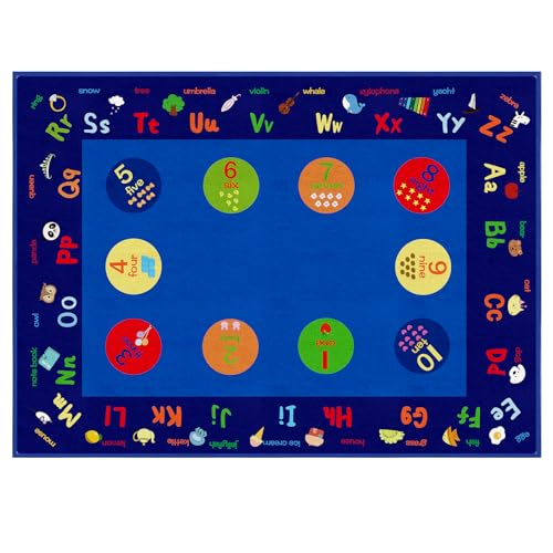 6.56×9ft Large Capet Kids Rugs for Playroom Learning ABC Alphabet Numbers
