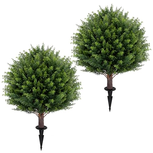 Set of 2 Artificial Boxwood Bushes for Faux Shrubs