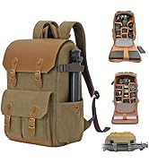 SAKIZITO Large Camera Backpack - DSLR SLR Vintage Leather Style Waterproof Canvas Camera Backpack...
