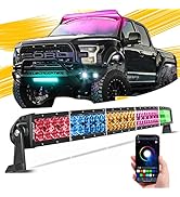 Auxbeam 42 Inch LED Light Bar RGBW Curved Light Bar for Truck UTV ATV, 240W 24000LM Double Row Sp...