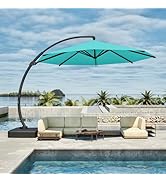 Patio Kingdom 11FT Cantilever Umbrella with Base Large Curvy Outdoor Aluminum Offset Umbrella w/ ...