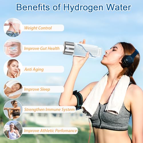 Rechargeable Hydrogen Rich Water Glass Bottle for Travel 420ml Gift for Women Gifts for Men Birthday Gifts