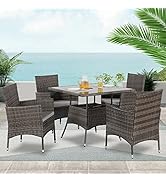 Wisteria Lane Boho Patio Furniture, 5 Piece Outdoor Furniture Set with Rope Woven Design, Rope So...