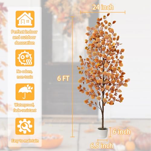 Orange Potted Fake Tall Plants