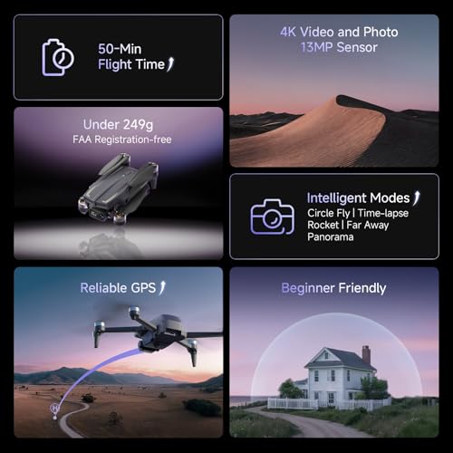 GPS Drone for Adults Beginners with 50 Mins Long Flight
