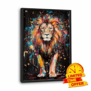 Lovira Graffiti Colorful Lion Large Wall Art African Wild Animal Canvas Wall Decor Cool Pictures Prints Painting Framed Modern Vertical Artwork for Living Room Bedroom Bathroom Men 24"x36"