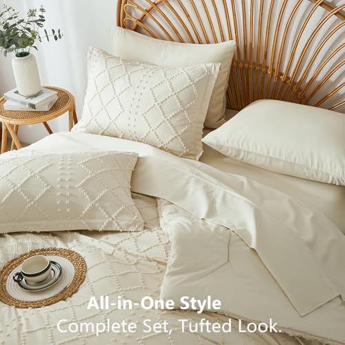 All Season Soft Microfiber Complete Bedding Set(Beige