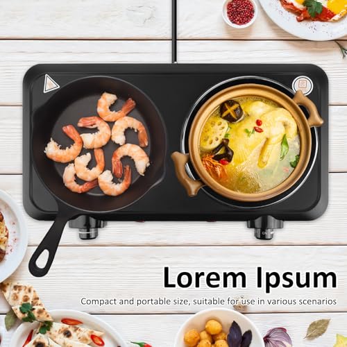 Portable Dual Stove Burners with 7.5” & 6.3” Glass Cooktop