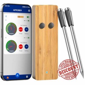 Wireless Meat Thermometer with 2 Ultra-Thin Probes