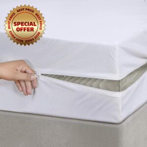 600 Thread Count Egyptian Cotton Queen Zipper Fitted Sheet – Deep Pocket 10" | Zipper Closure | Wrinkle-Free & Breathable | Secure Fit Mattress Cover Luxury Hotel Quality Bed Sheet White