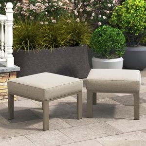 Metal Outdoor Ottomans with Upgraded Cushions