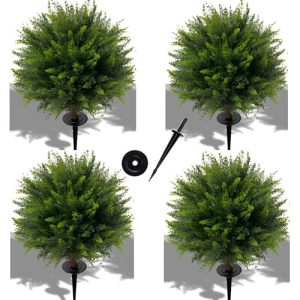 Set of 4 Fake Shrub Bushes with Ground Spike