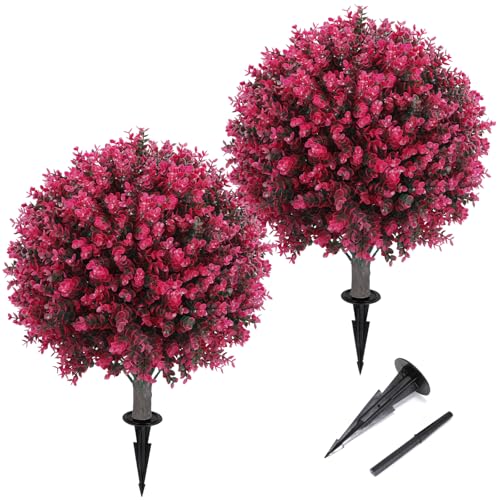 Set of 2 Artificial Boxwood Bushes for Faux Shrubs