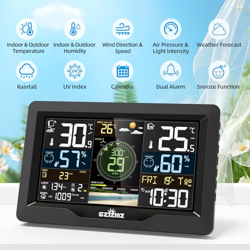 Weather Stations Wireless Indoor Outdoor with Rain Gauge and Wind Speed