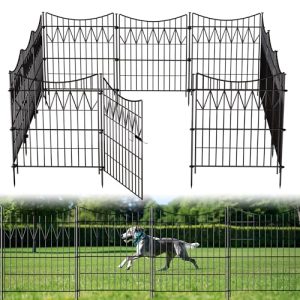 32in(H) X 27ft(L) No Dig Fence Animal Barrier for Dog | Rustproof Metal Fence Panel Border for Yard | Reusable Durable Tall Fence