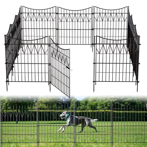 32in(H) X 27ft(L) No Dig Fence Animal Barrier for Dog | Rustproof Metal Fence Panel Border for Yard | Reusable Durable Tall Fence