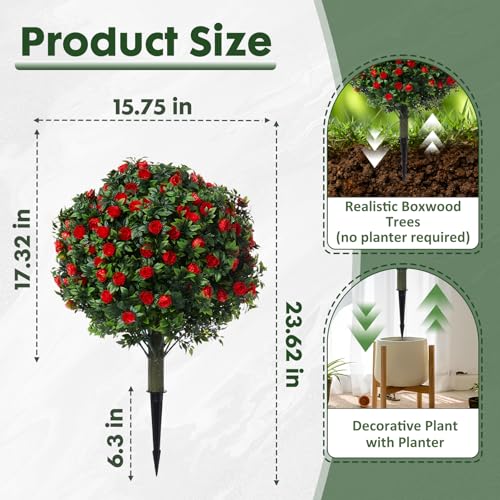 Set of 2 UV Resistant Fake Evergreen Shrubs Bushes Plants for Artificial Plants