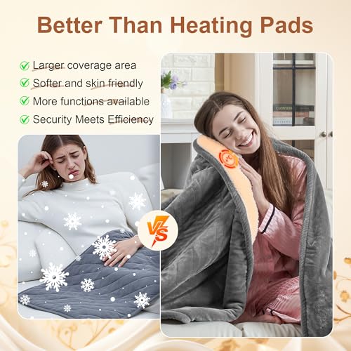Machine Washable Sherpa Heated Blanket with Overheating Protection