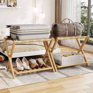 Set of 2 Foldable Suitcase Stand with 5 Nylon Straps