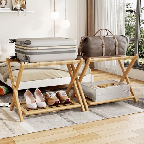 Set of 2 Foldable Suitcase Stand with 5 Nylon Straps