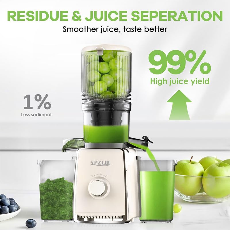 300W Slow Masticating Juicer with 5.3” Large Feed Chute for Whole Fruits Vegetables