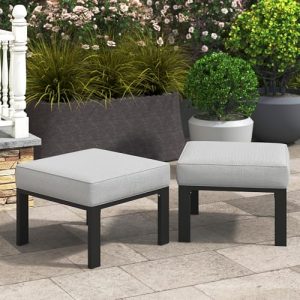 Metal Outdoor Ottomans with Upgraded Cushions