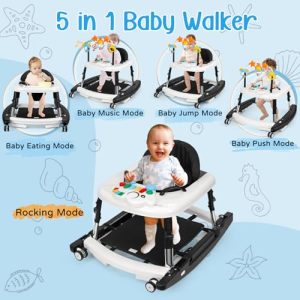 Baby Walker with Wheels and Bouncer Combo Portable