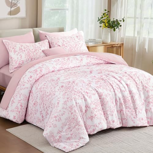Botanical Print Soft Fluffy Microfiber Complete Bedding Sets for All Season (90"x90")