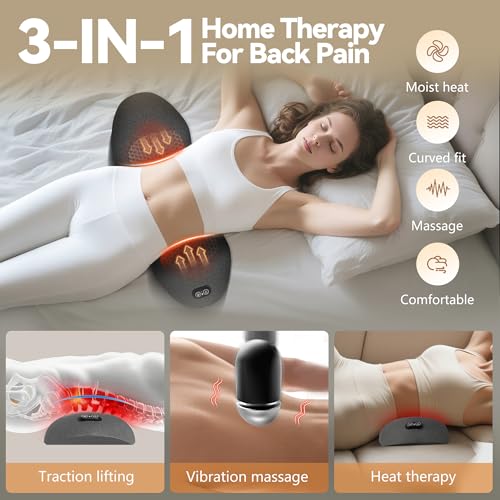 Heated Vibration Back Massager and Ergonomic Bending for Lower Back Pain Relief