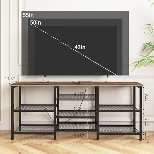 Power Outlet and LED Lights Open Storage Shelves