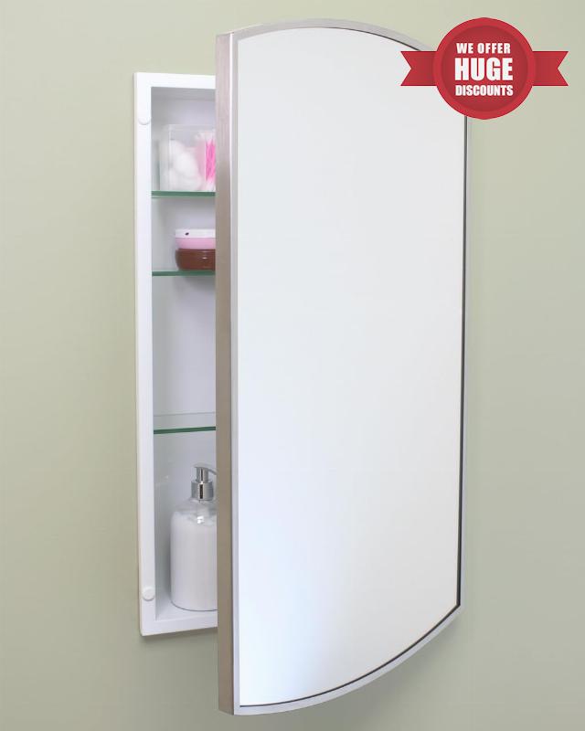 16x26 Harper Crescent Metal Framed Rectangle Recessed Bathroom Medicine Cabinet