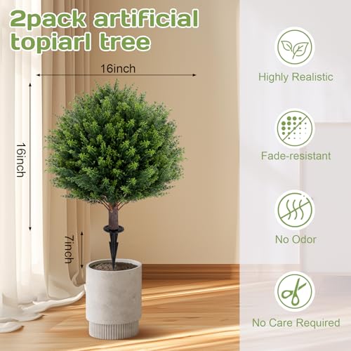 Fake Evergreen Faux Plant for Indoor Outdoor Porch Garden- UV Resistant – Fade-Proof