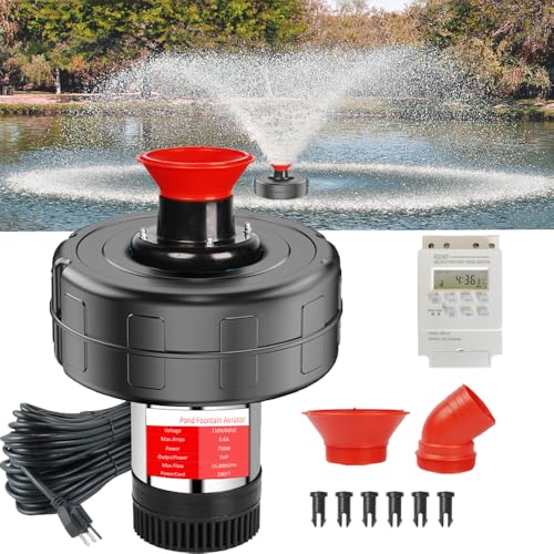 1HP 110V 15000 GPH Stainless Steel Floating Pump w/100ft Cord – Aerator for Ponds