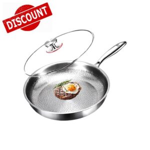 Titanium Frying Pan Pro With Lid -Titanium Pans for Cooking Non Stick Frying Pan Scratch-Resistant Even Heating Cookware for Beef (11.02in/28cm)