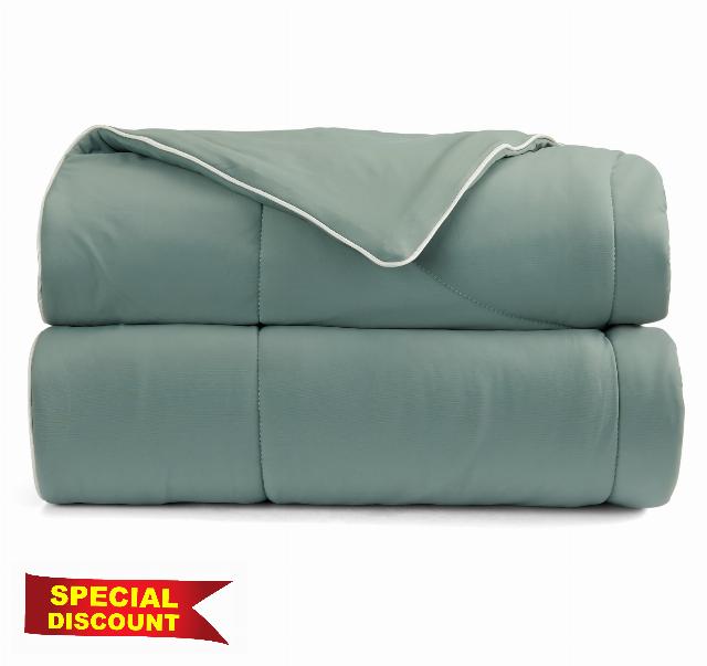Springtree Home Luxury Viscose from Bamboo Blanket & Comforter | Viscose from Bamboo Comforter Queen Size -90" x 90" | Cooling Blanket | Breathable & Lightweight | Full/Queen - Lily Pad Green