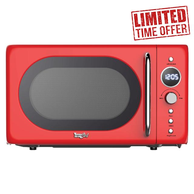 Total Chef Retro Microwave Oven | 20L / 0.7 Cu Ft | Quick Start & Defrost By Weight/Time | 8 Pre-set Cooking Modes For Coffee