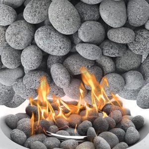 2-3 Inch Natural Pebbles Tumbled Lava Rock for Gas Fire Pit and Indoor Outdoor Fireplaces