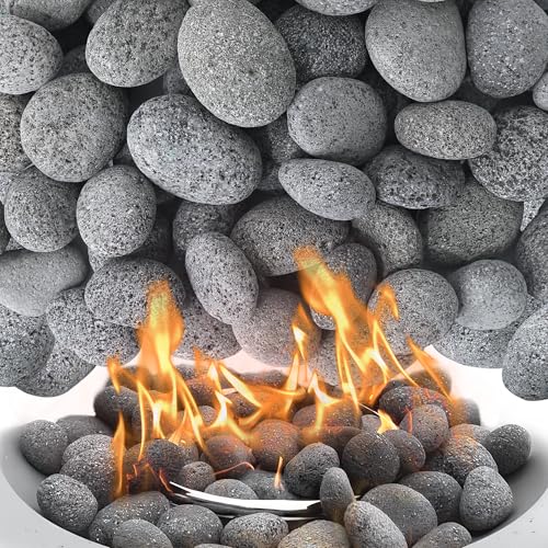 2-3 Inch Natural Pebbles Tumbled Lava Rock for Gas Fire Pit and Indoor Outdoor Fireplaces