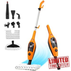 Steam Mop 20s Rapid Heating Detachable Handle Handheld 1200W Steam Cleaner 12-in-1 MultiPurpose with 11 Accessories 400ml Tank 20FT Cord for Hardwood Tile Laminate All Floors Carpet Cleaning