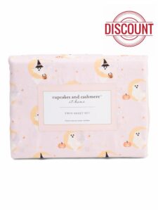 cupcakes and cashmere Moon Ghost Halloween Twin Sheet Set
