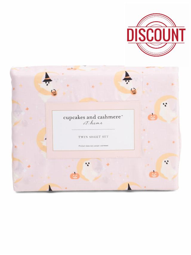 cupcakes and cashmere Moon Ghost Halloween Twin Sheet Set