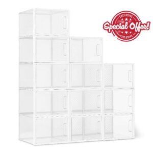 Amazon Basics Stackable and Foldable Clear Shoe Storage Organizer Box