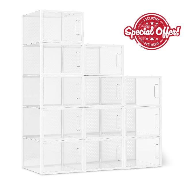Amazon Basics Stackable and Foldable Clear Shoe Storage Organizer Box